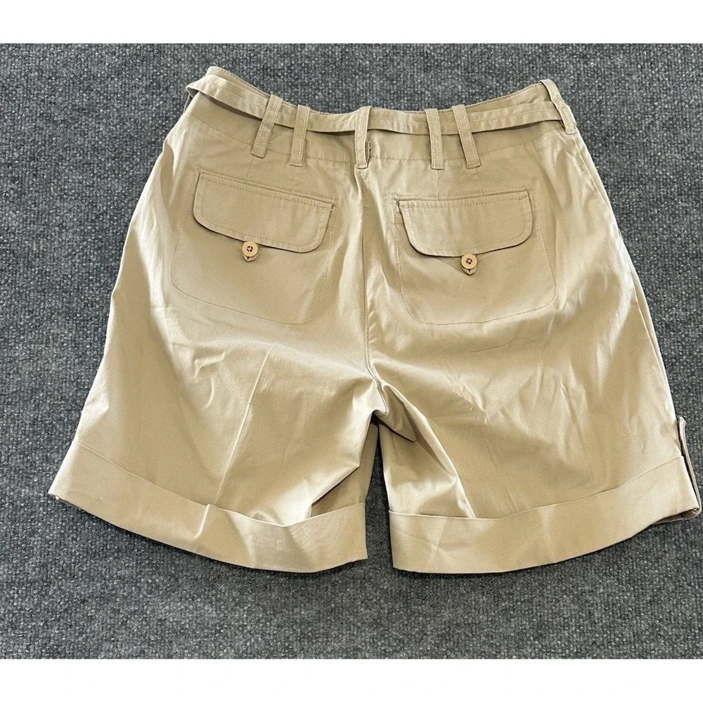 J. Jill Women's Genuine Fit At Waist High Rise Cuffed Khaki Shorts Size 6T